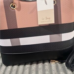 Women's Striped Tote - Pink, Black, White